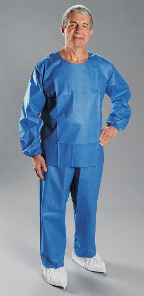 Alpha Protech® AquaGuard® Critical Cover Disposable Long-Sleeve Blue Scrub Shirts 